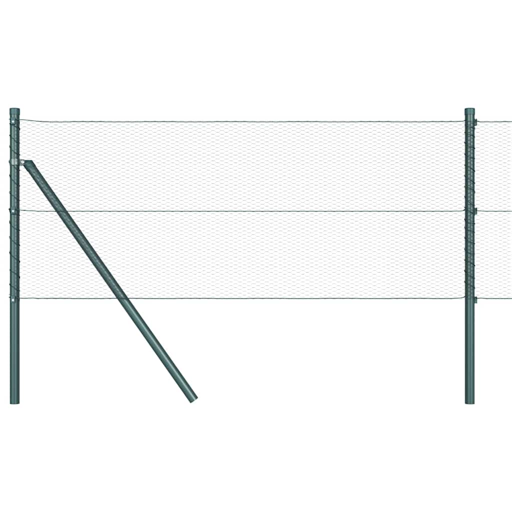 Fence with posts Green 0.8 x 100 m PVC-coated steel