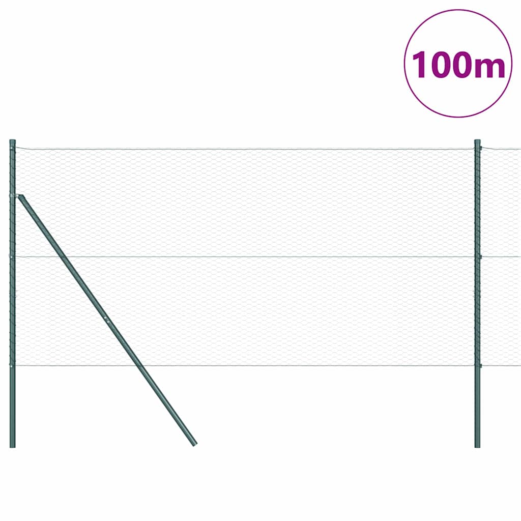 Žogs ar stabiem Zaļš 1,2 x 100 m ar PVC pārklājumu tērauds