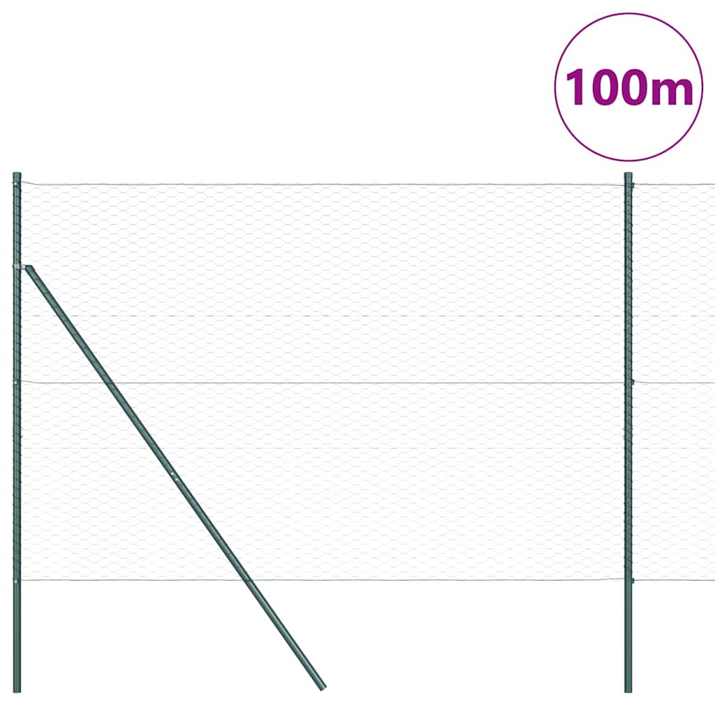 Žogs ar stabiem Zaļš 1,5 x 100 m PVC pārklāts tērauds