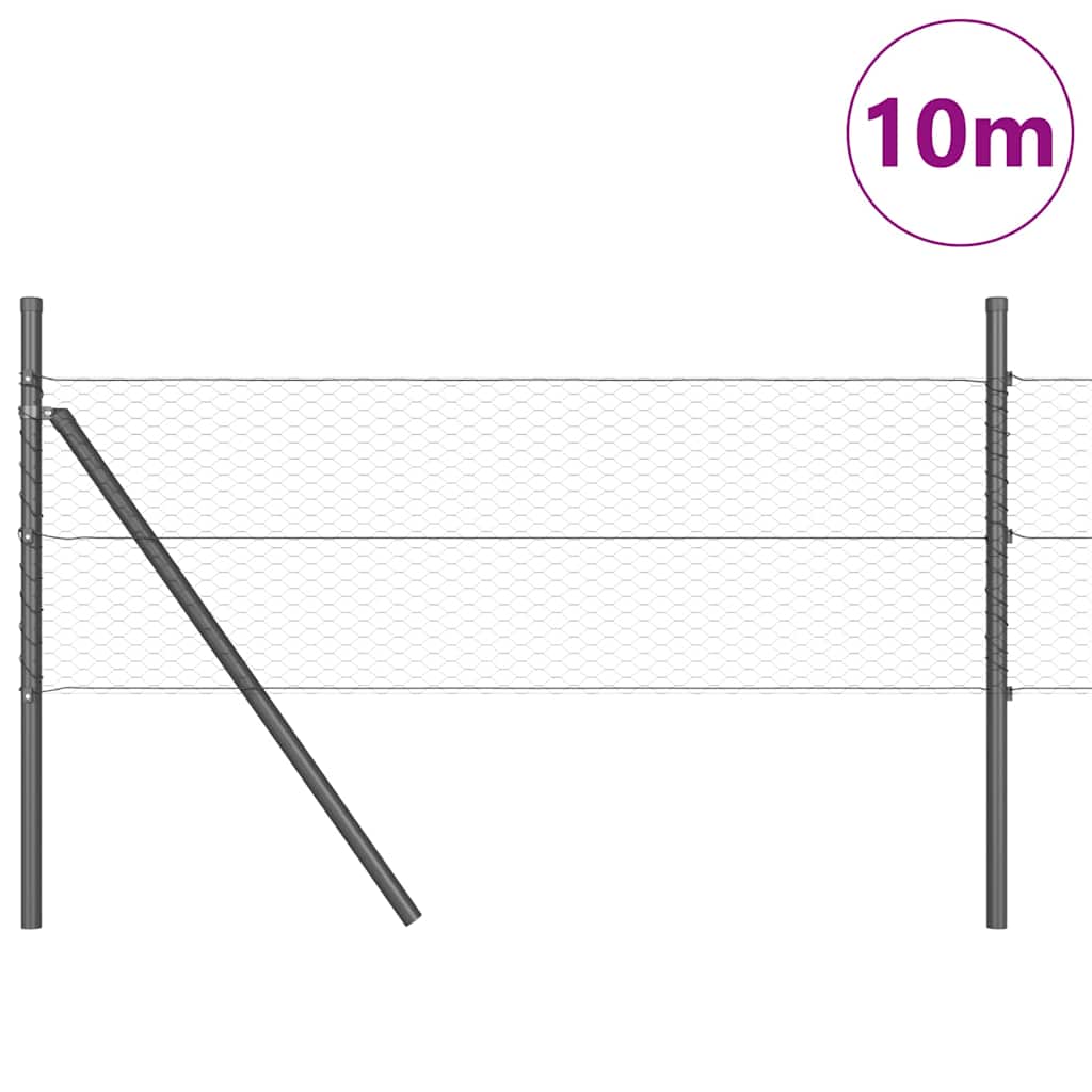 Tvora su stulpais Pilka 0.4 x 10 m PVC dengtas plienas
