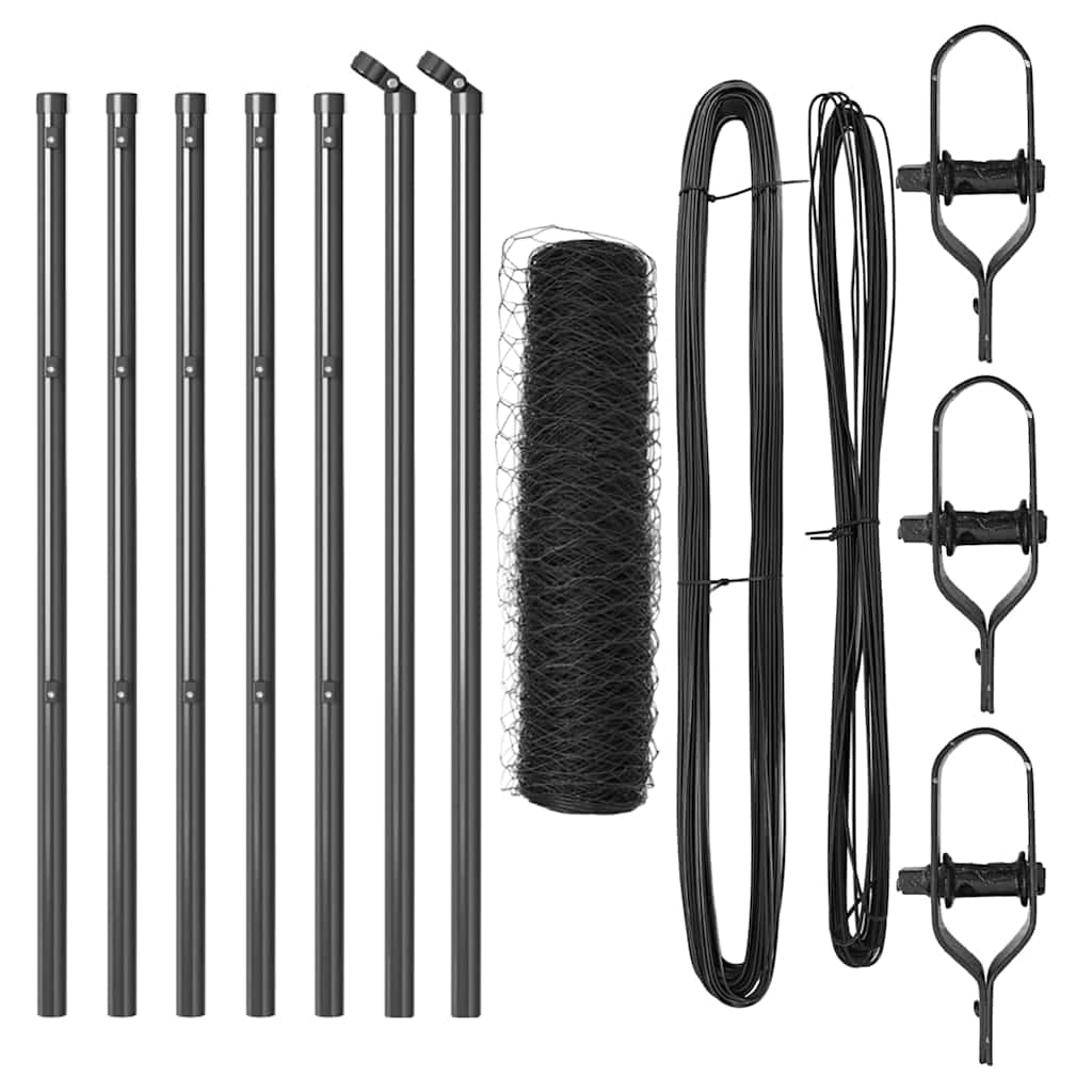 Tvora su stulpais Pilka 0.4 x 10 m PVC dengtas plienas