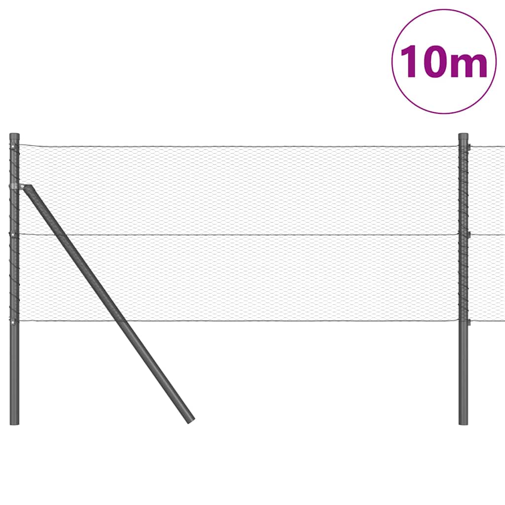 Žogs ar stabiem Pelēks 0,6 x 10 m ar PVC pārklājumu tērauds