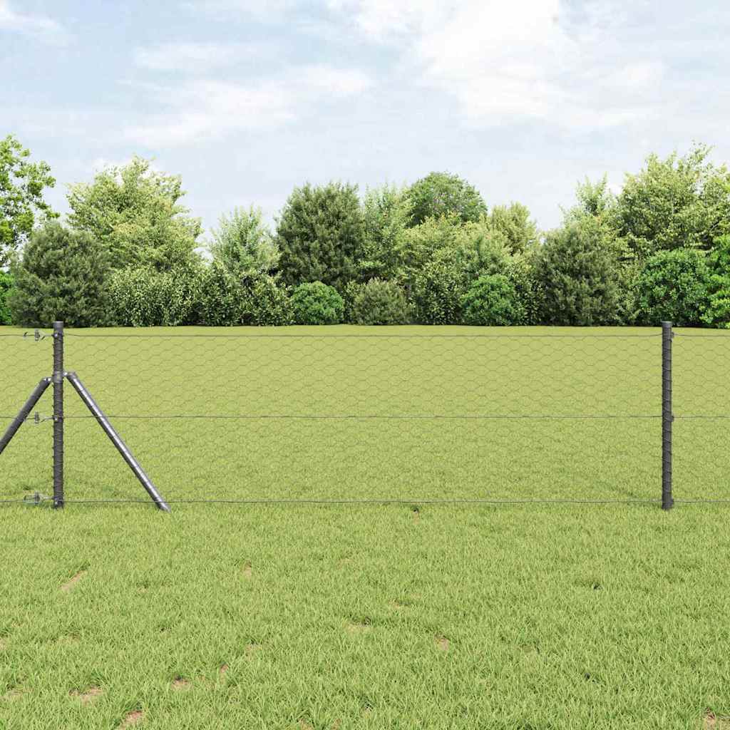 Tvora su stulpais Pilka 0.6 x 10 m PVC dengtas plienas