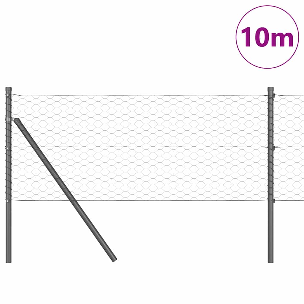 Tvora su stulpais Pilka 0.6 x 10 m PVC dengtas plienas
