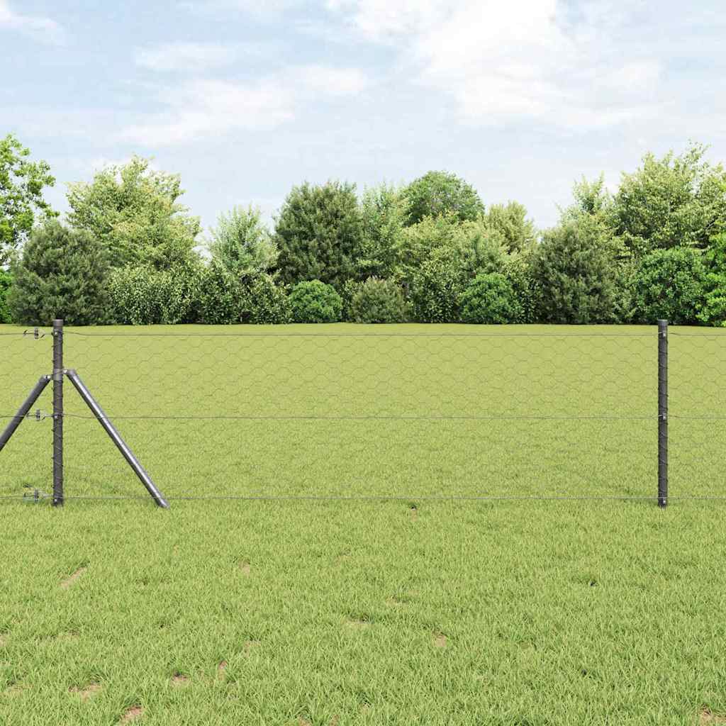 Žogs ar stabiem Pelēks 0,6 x 10 m ar PVC pārklājumu tērauds