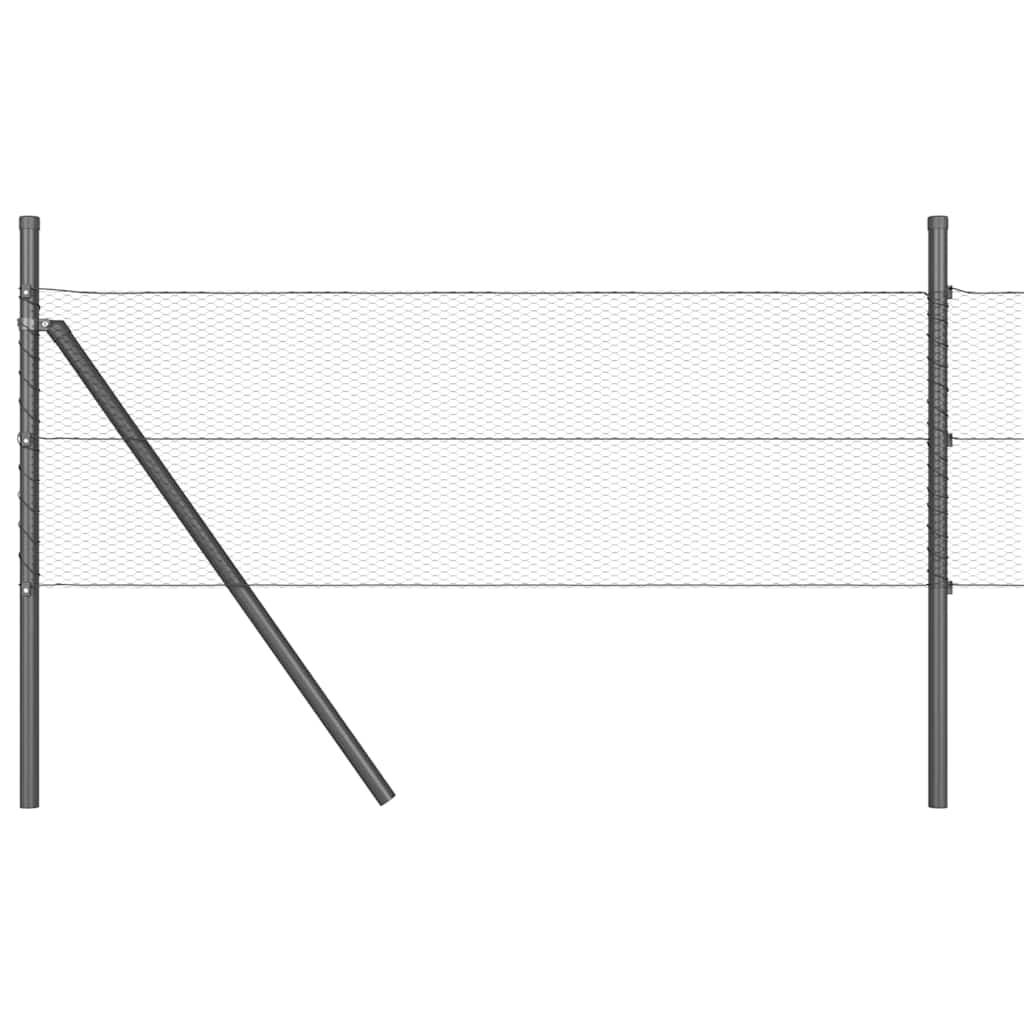 Fence with Posts Grey 0.8 x 10 m PVC-Coated Steel