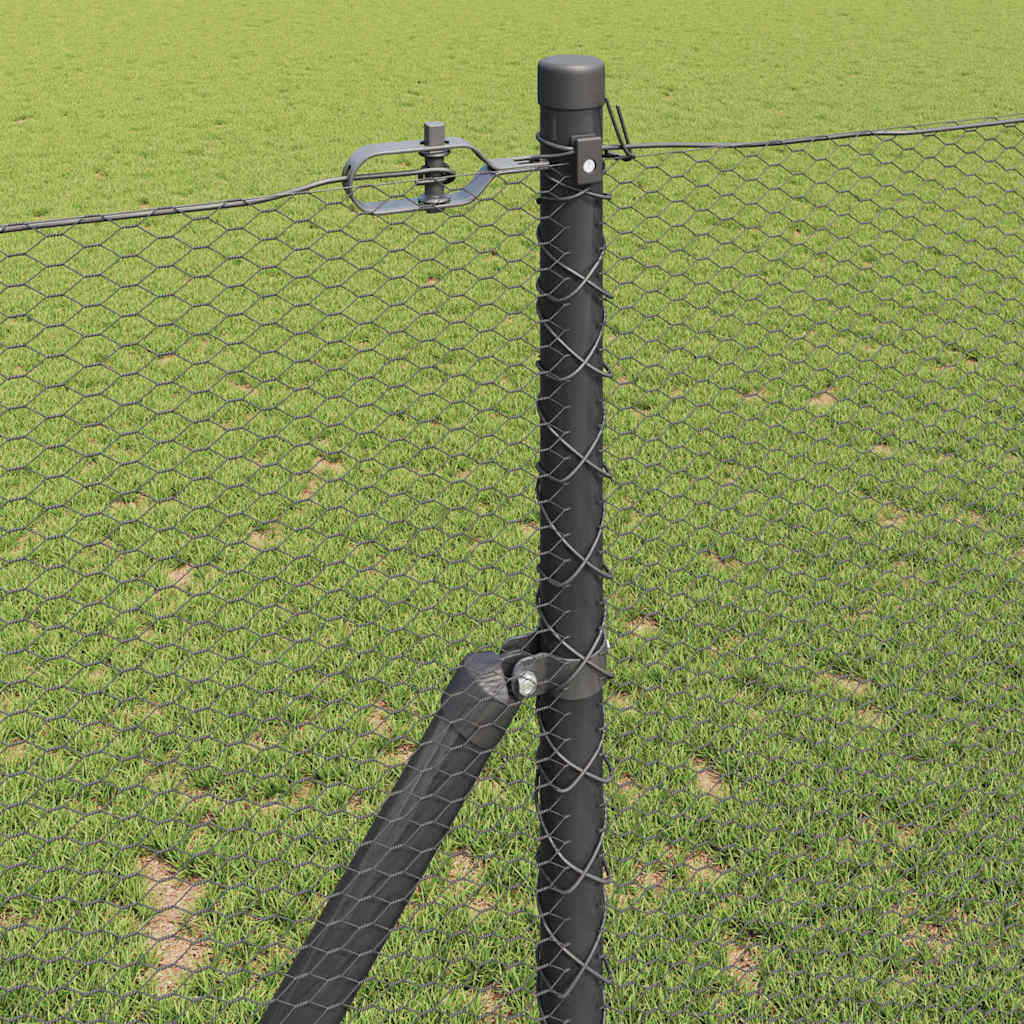 Fence with posts Grey 1 x 10 m PVC-coated steel