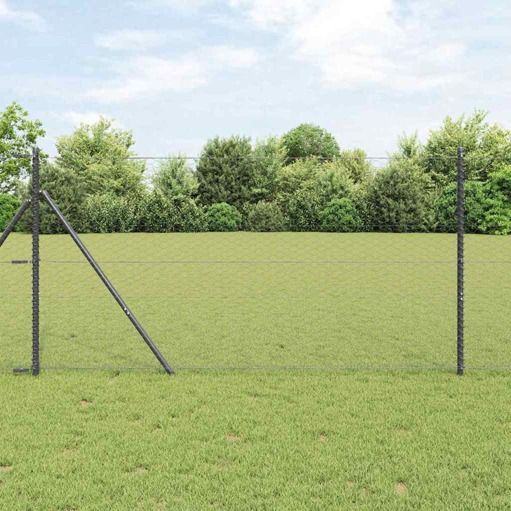 Žogs ar stabiem Pelēks 1,4 x 10 m PVC pārklāts tērauds