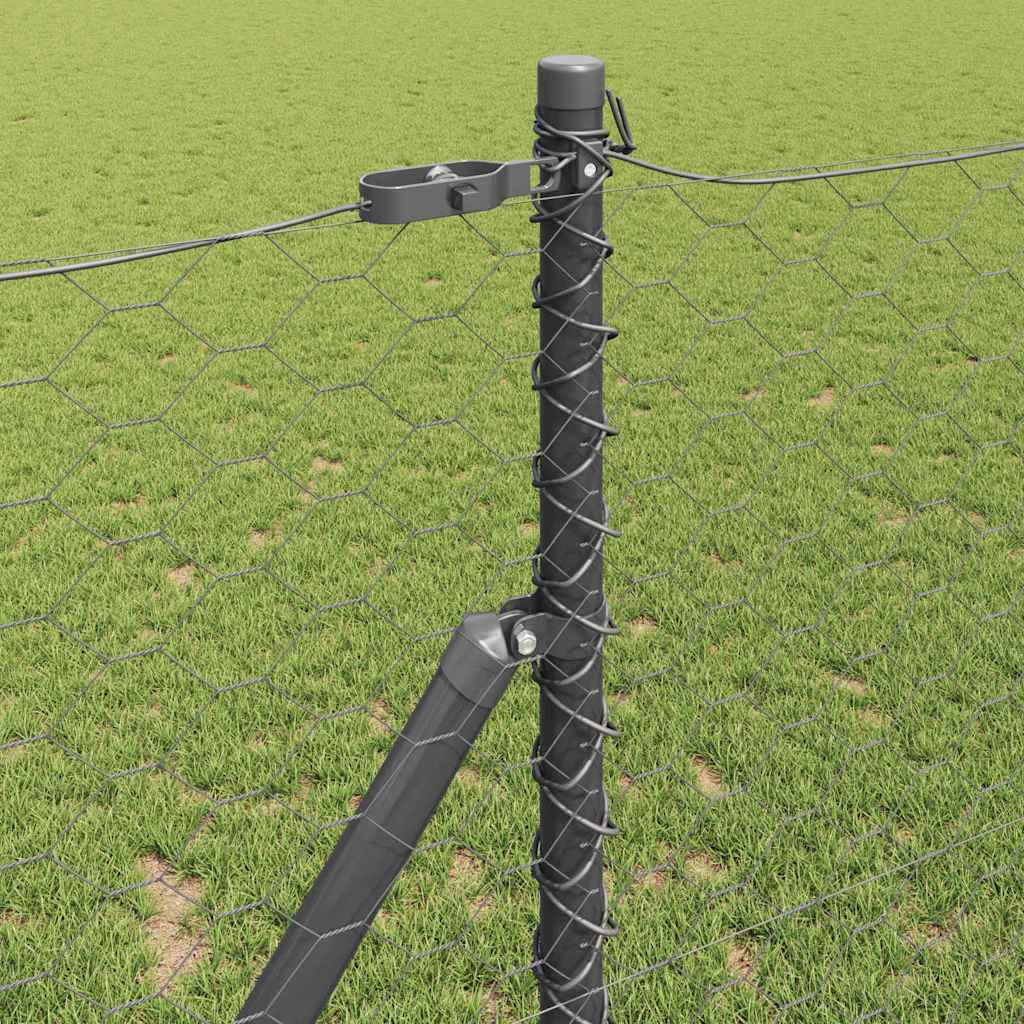 Fence with posts Grey 1.4 x 10 m PVC coated steel