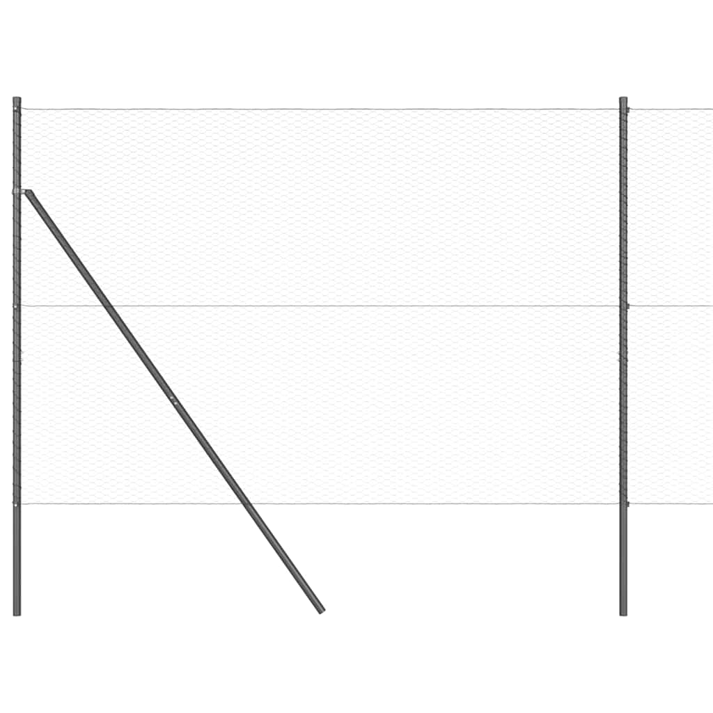 Fence with posts Grey 1.5 x 10 m PVC coated steel