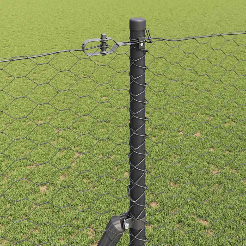 Žoga ar stabiem Pelēka 1,5 x 10 m ar PVC pārklājumu tērauds