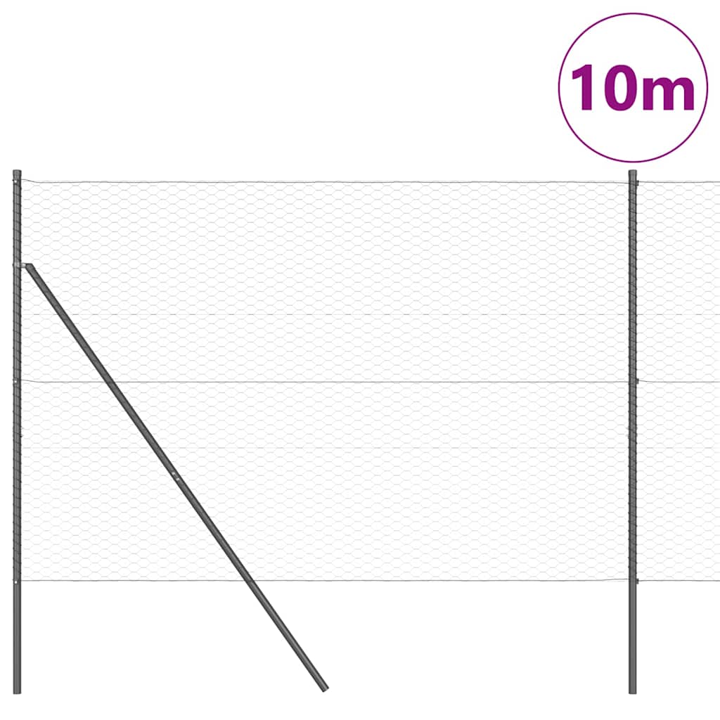 Žoga ar stabiem Pelēka 1,5 x 10 m ar PVC pārklājumu tērauds