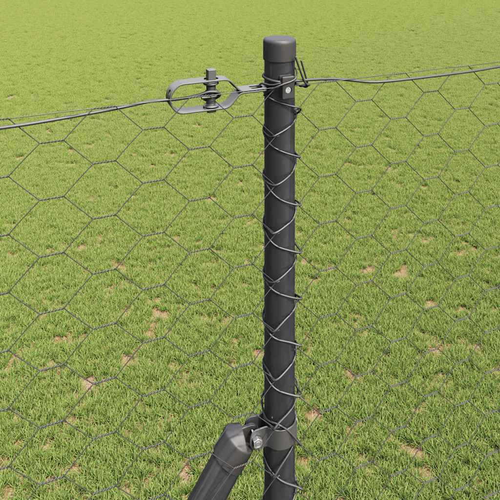 Žoga ar stabiem Pelēka 1,5 x 10 m ar PVC pārklājumu tērauds