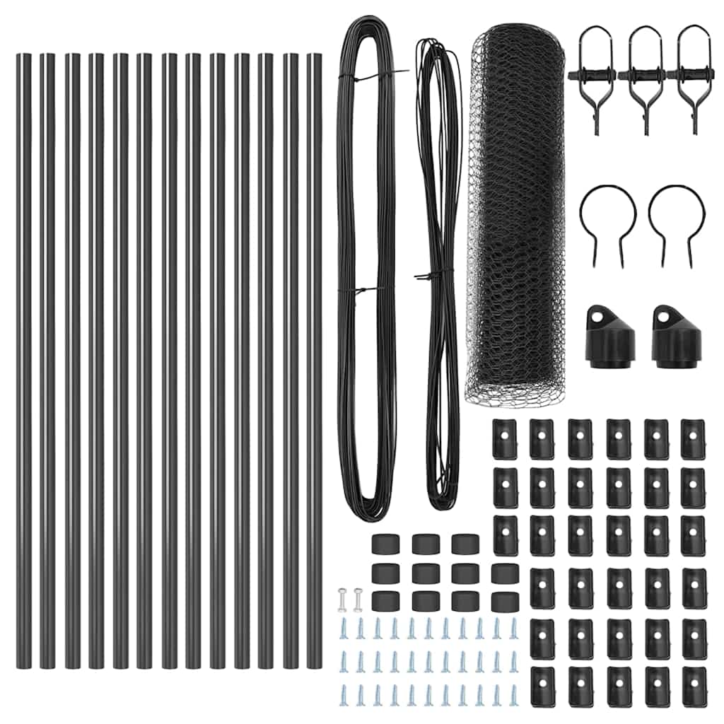 Žogs ar stabiem Pelēks 0.6 x 25 m PVC pārklāts tērauds