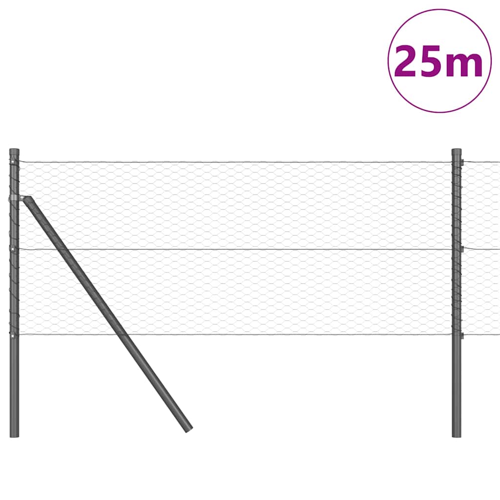 Žogs ar stabiem Pelēks 0.6 x 25 m PVC pārklāts tērauds