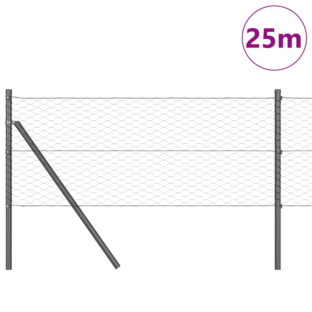 Tvora su stulpais Pilka 0.6 x 25 m PVC dengtas plienas