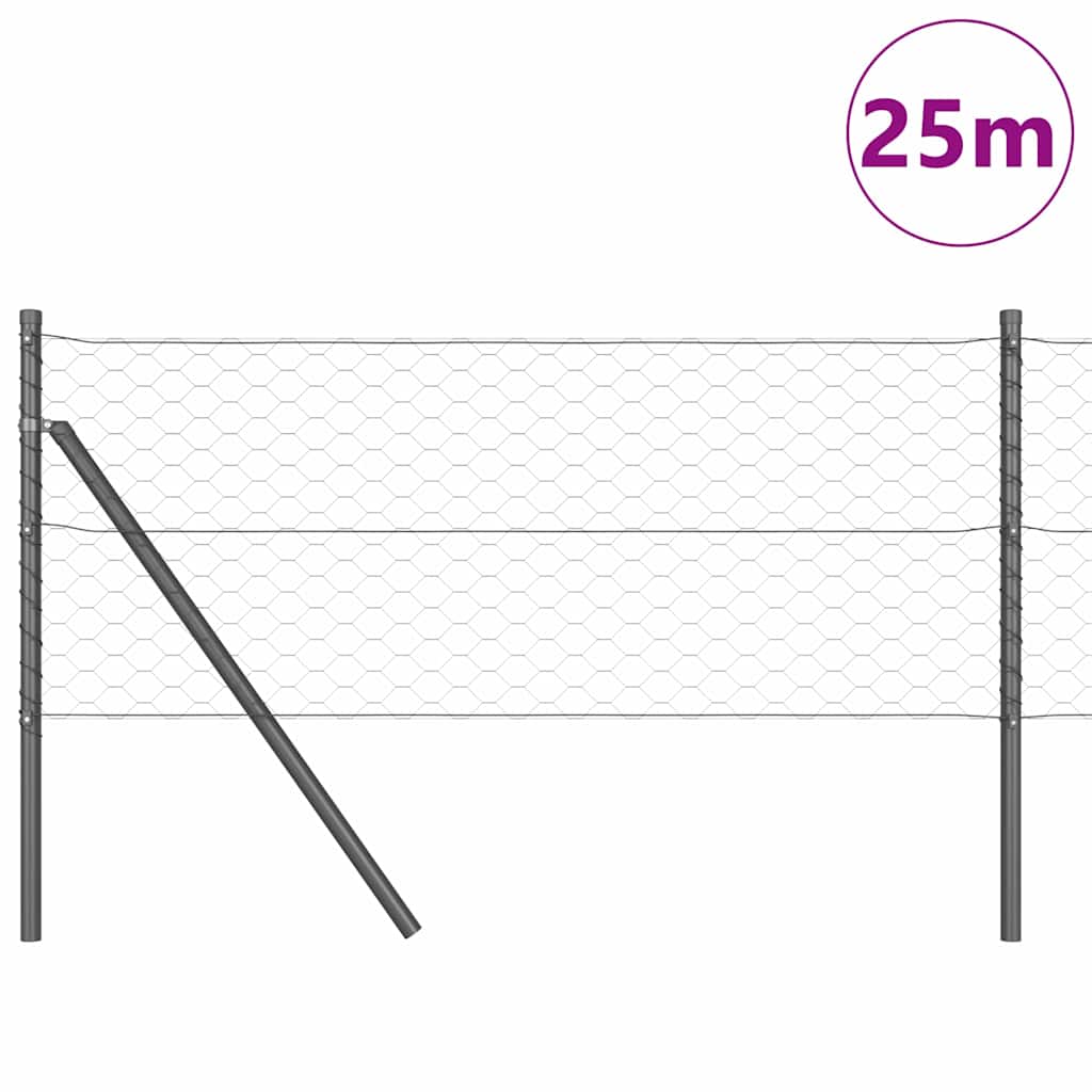 Tvora su stulpais Pilka 0.6 x 25 m PVC dengtas plienas