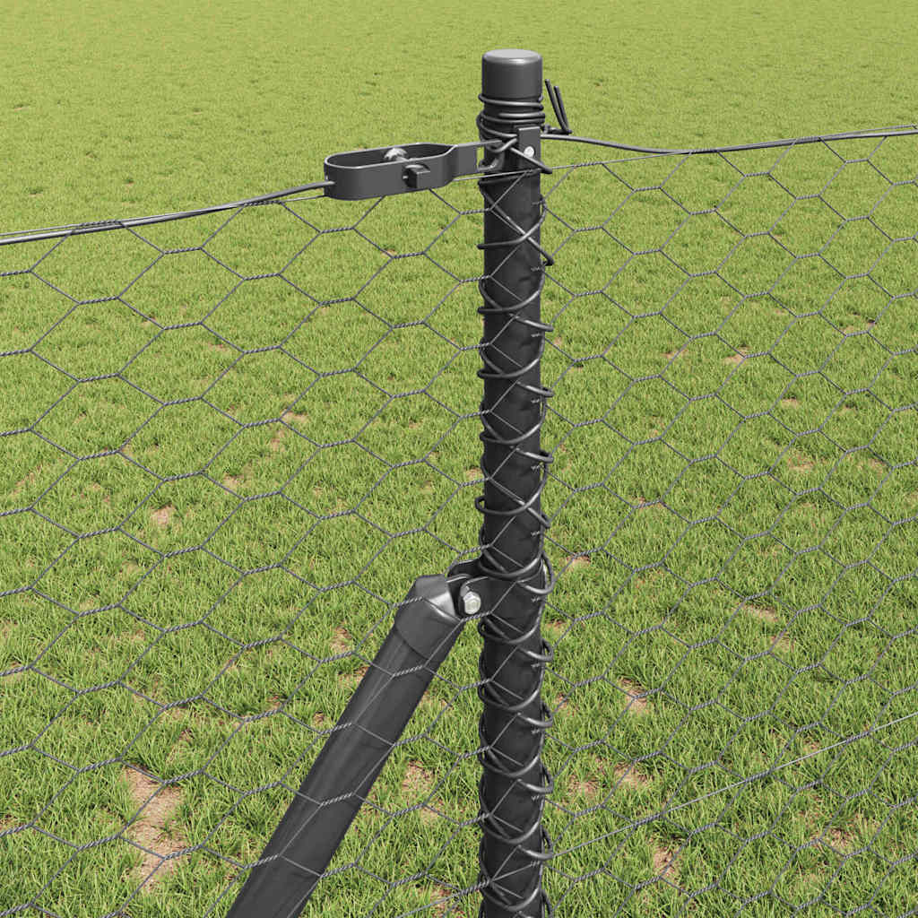Fence with posts Grey 1.2 x 25 m PVC coated steel