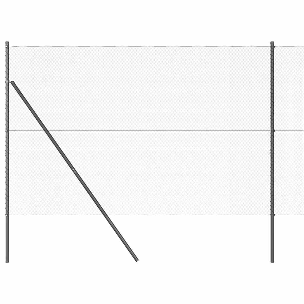Fence with posts Grey 1.6 x 25 m PVC-coated steel