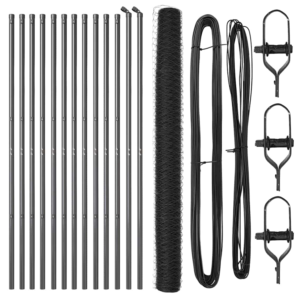 Tvora su stulpais Pilka 1.6 x 25 m PVC dengtas plienas
