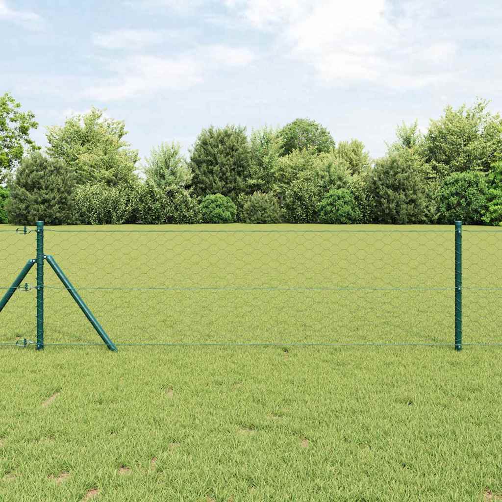 Fence with Posts Grey 0.6 x 50 m PVC-Coated Steel
