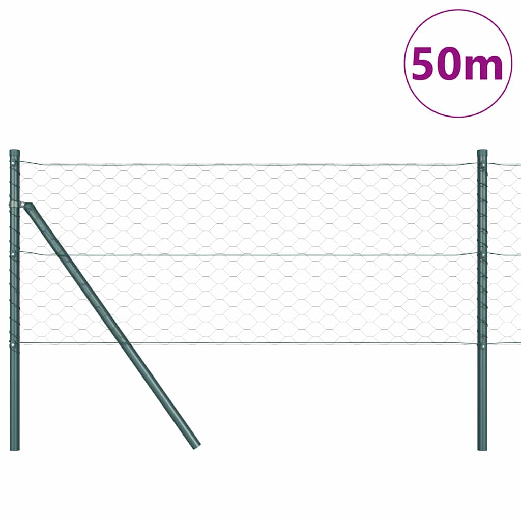 Fence with Posts Grey 0.6 x 50 m PVC-Coated Steel