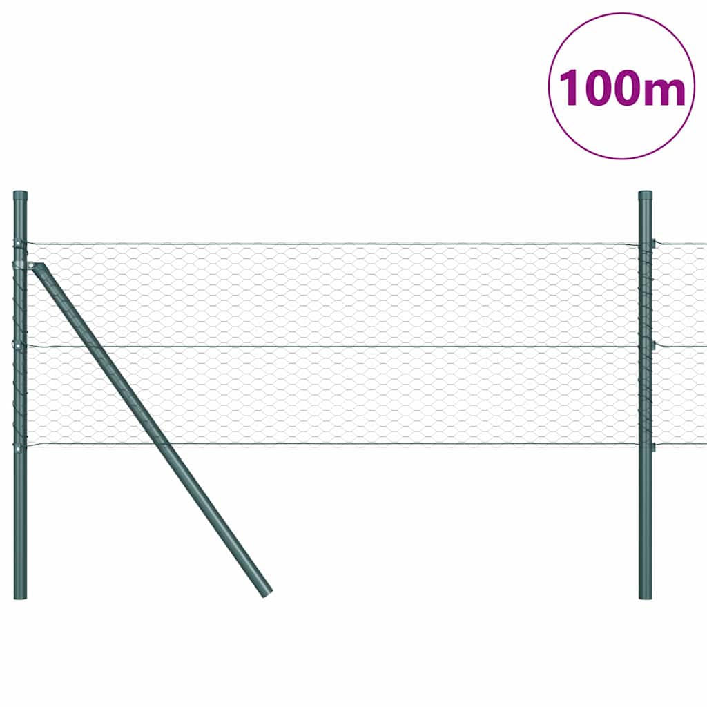 Fence with Posts Grey 0.4 x 100 m PVC-Coated Steel