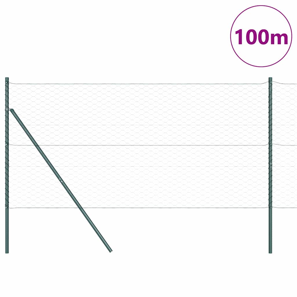 Fence with Posts Grey 1 x 100 m PVC-Coated Steel