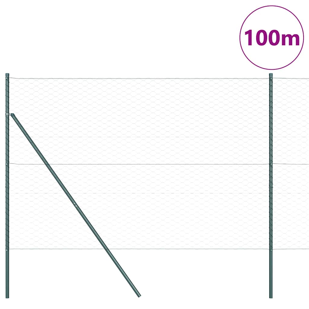 Fence with Posts Grey 1.6 x 100 m PVC Coated Steel