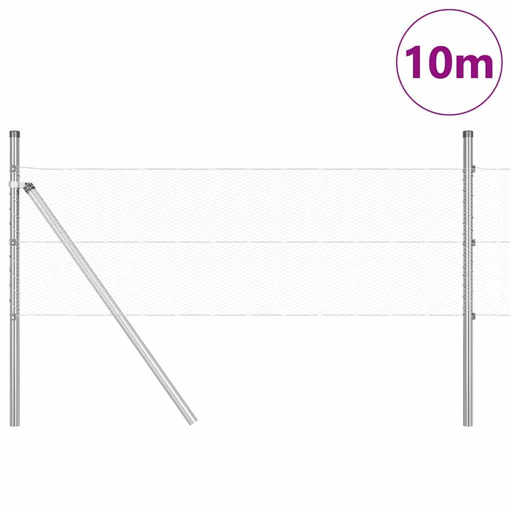 Tvora su stulpais Sidabro 0.4 x 10 m PVC dengtas plienas