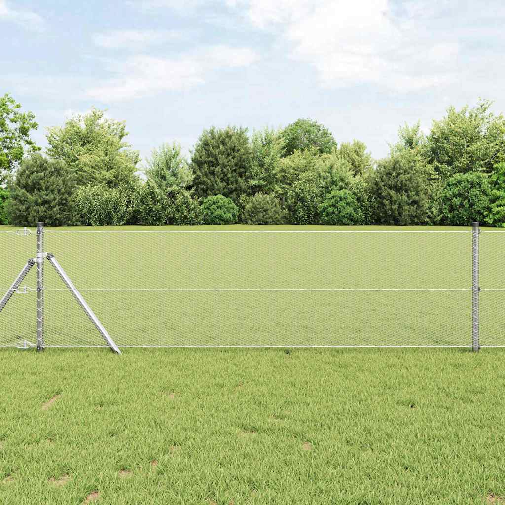 Tvora su stulpais Sidabro 0.6 x 10 m PVC dengtas plienas