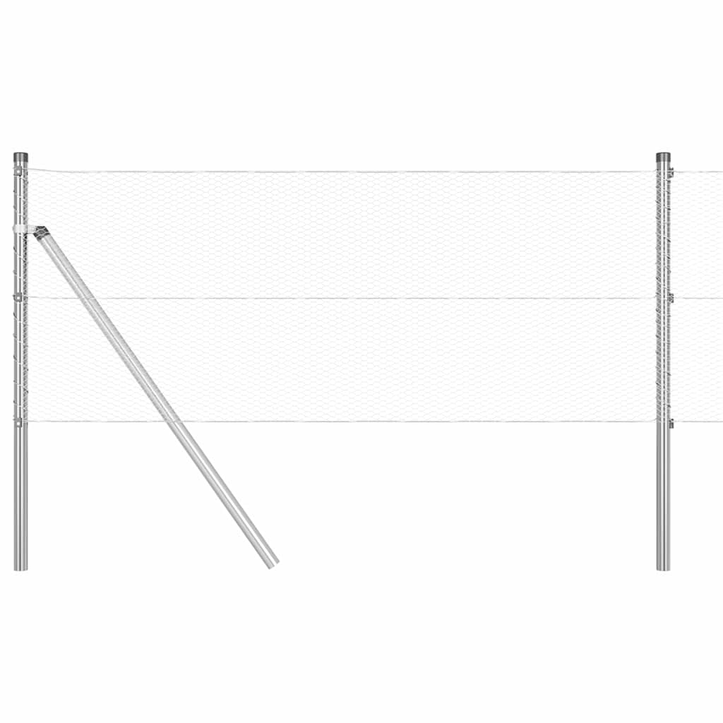 Tvora su stulpais Sidabro 0.6 x 10 m PVC dengtas plienas