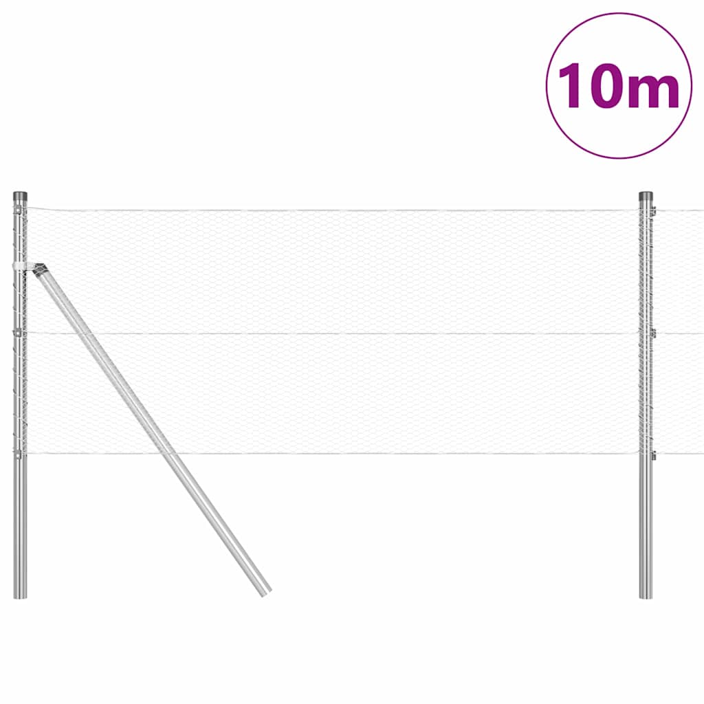 Tvora su stulpais Sidabro 0.6 x 10 m PVC dengtas plienas