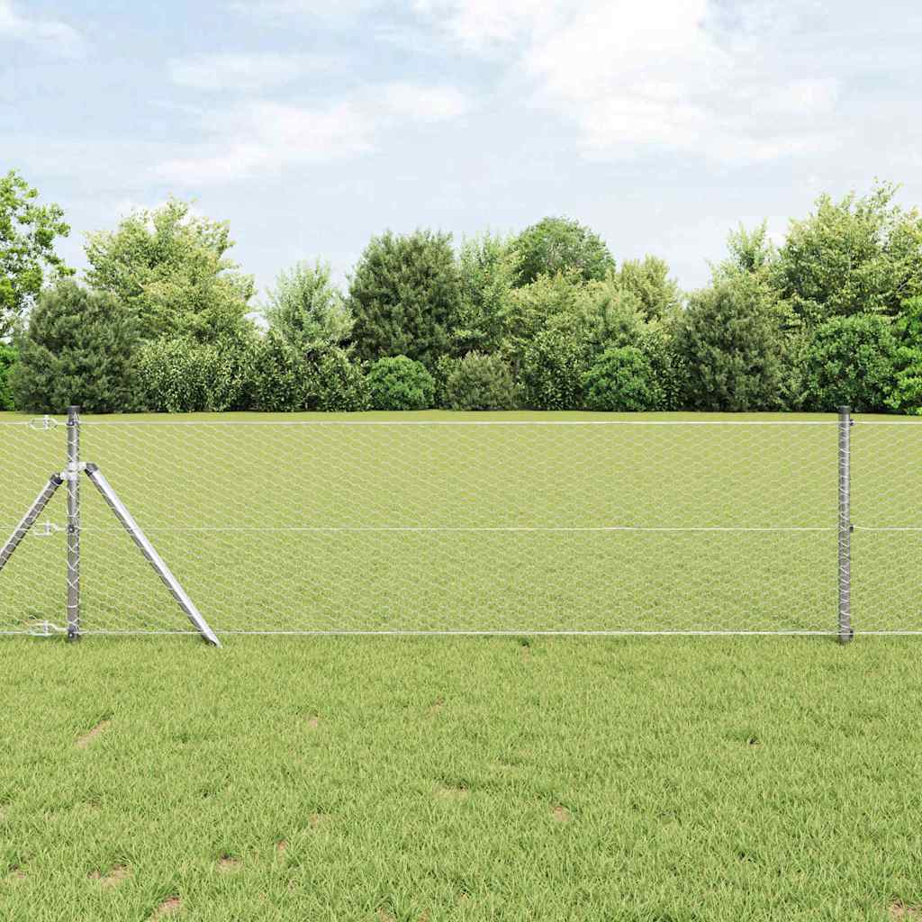 Tvora su stulpais Sidabro 0.6 x 10 m PVC dengtas plienas