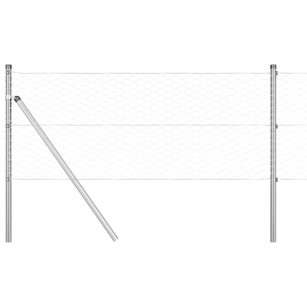 Fence with posts Silver 0.6 x 10 m PVC-coated steel