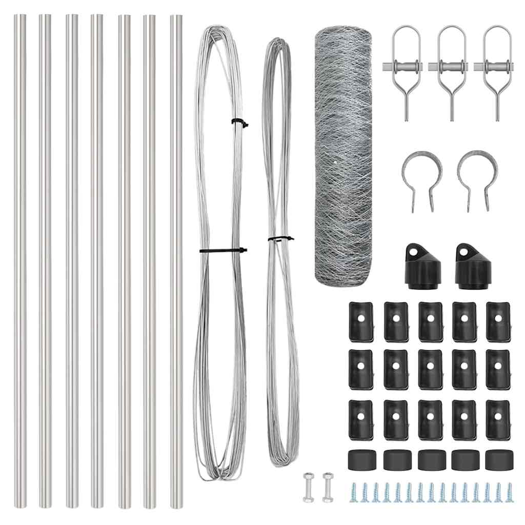 Tvora su stulpais Sidabro 0.8 x 10 m PVC dengtas plienas