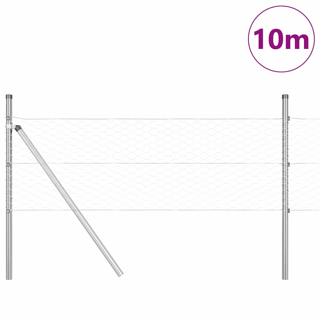 Tvora su stulpais Sidabro 0.8 x 10 m PVC dengtas plienas