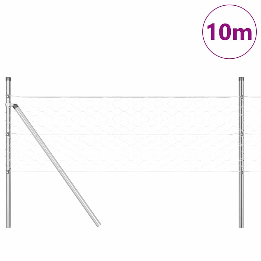 Tvora su stulpais Sidabro 0.8 x 10 m PVC dengtas plienas