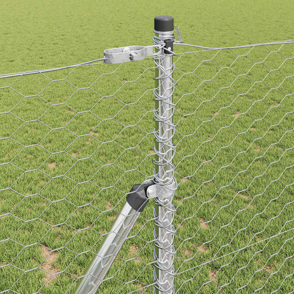 Fence with posts Silver 1 x 10 m PVC coated steel