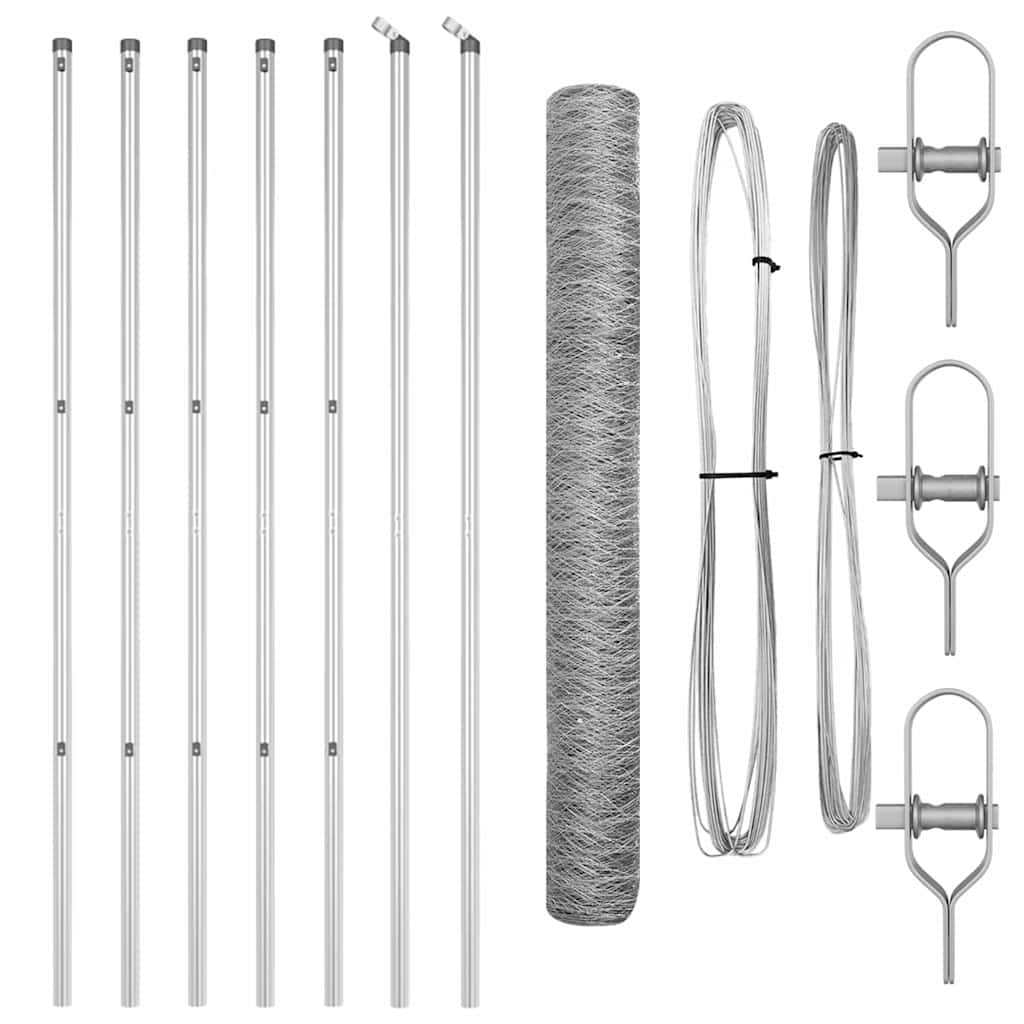 Fence with posts Silver 1.2 x 10 m PVC coated steel