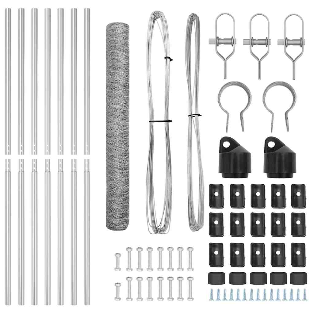Fence with posts Silver 1.2 x 10 m PVC coated steel