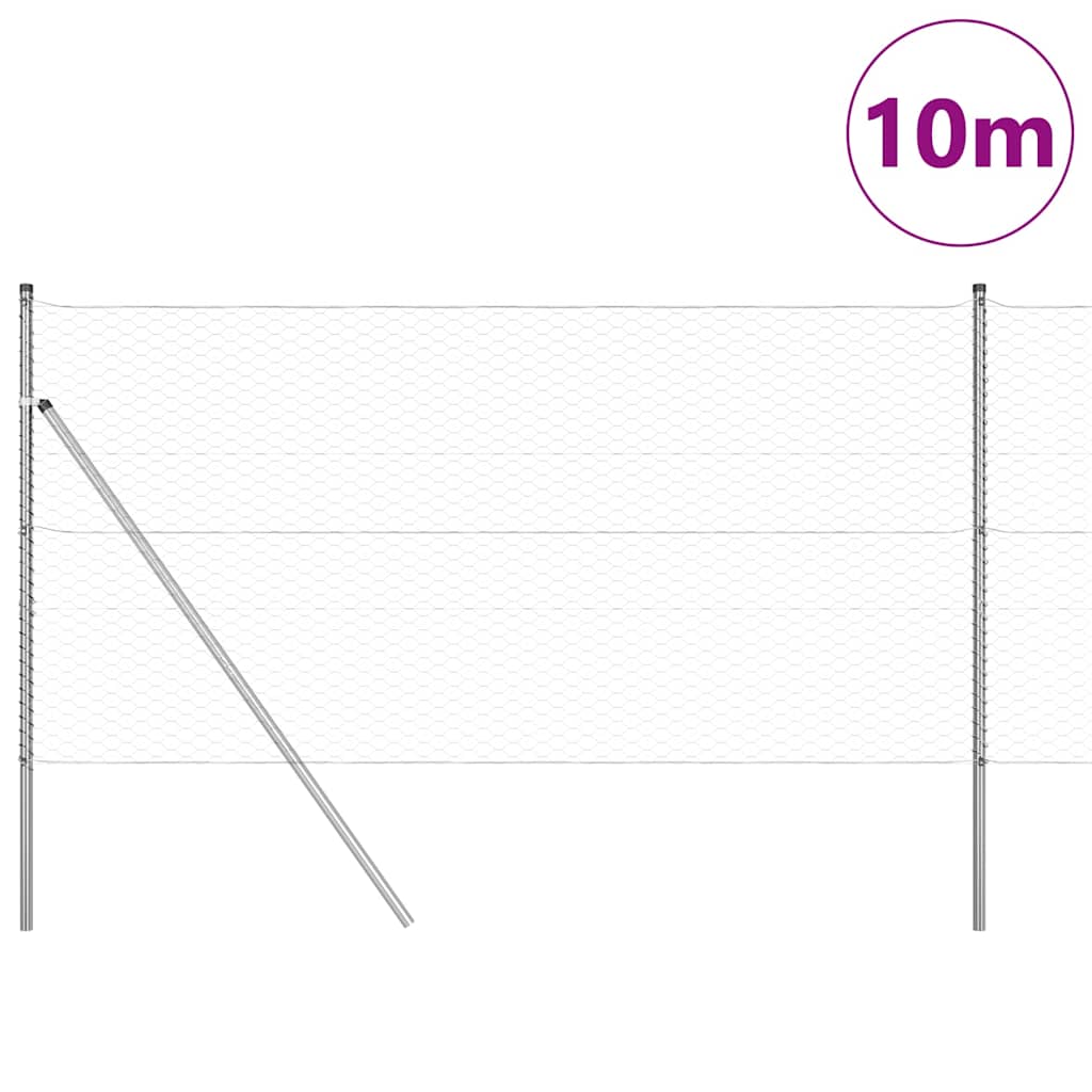Fence with posts Silver 1.2 x 10 m PVC coated steel