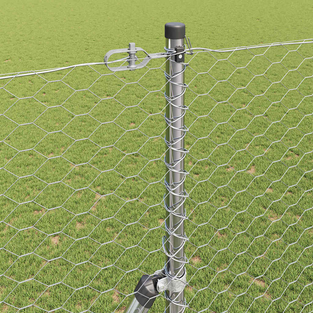 Fence with posts Silver 1.5 x 10 m PVC coated steel