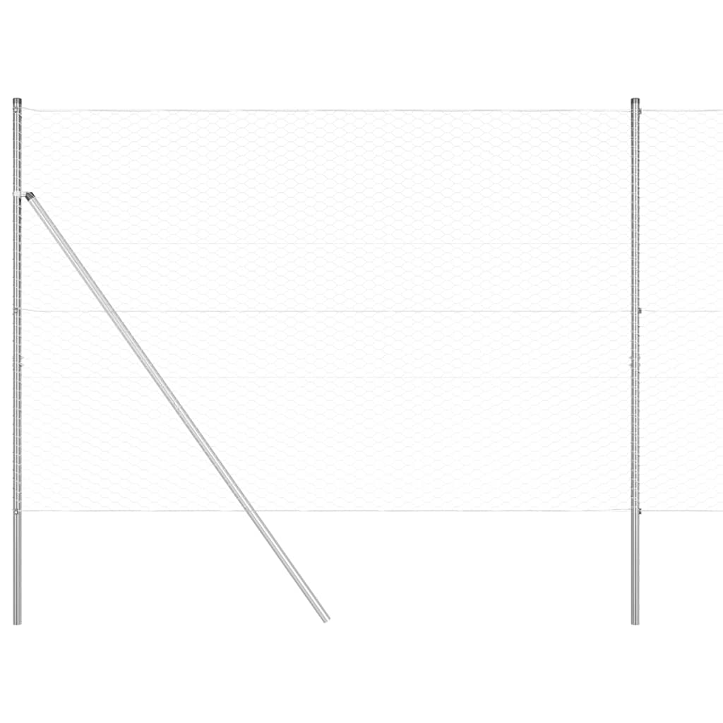 Fence with posts Silver 1.5 x 10 m PVC coated steel