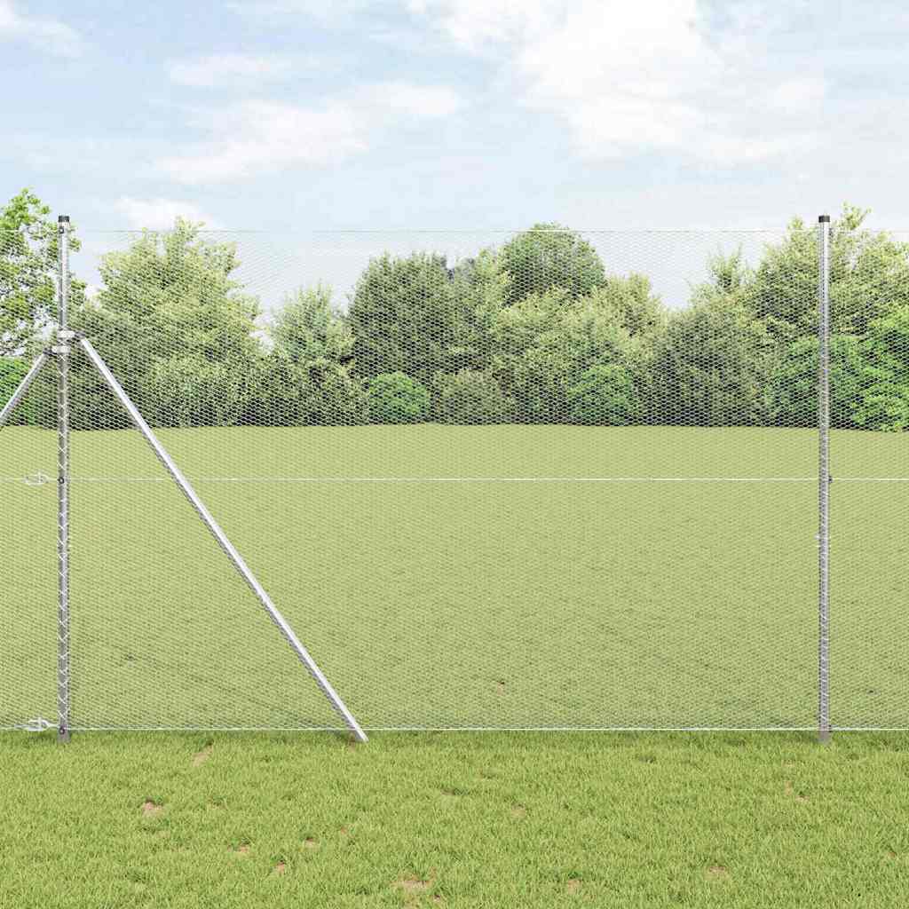 Tvora su stulpais Sidabro 1.6 x 10 m PVC dengtas plienas