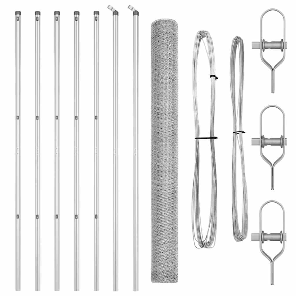 Tvora su stulpais Sidabro 1.6 x 10 m PVC dengtas plienas