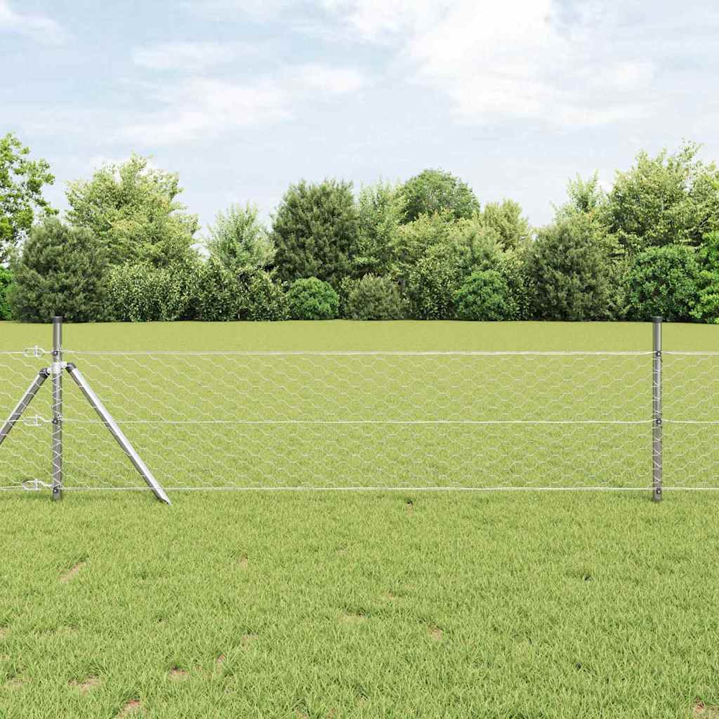 Fence Post Silver 25 x 0.5 m (50 mm mesh) Steel