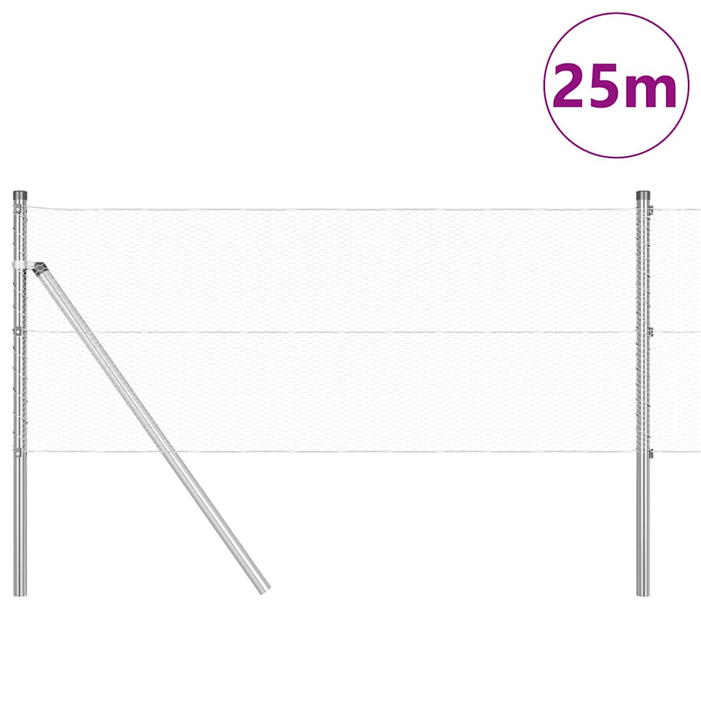 Fence post Silver 25 x 0.6 m (13 mm mesh) Steel
