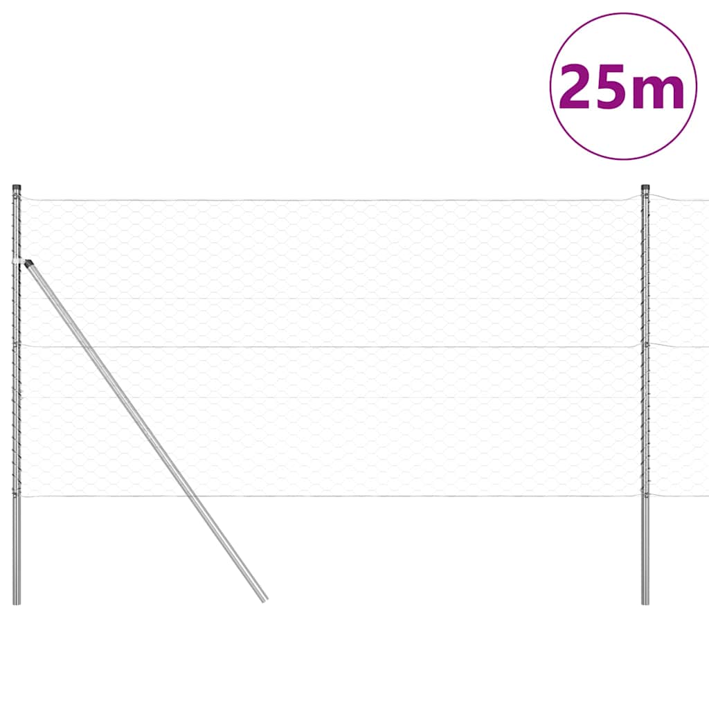 Fence Post Silver 25 x 1 m (50 mm mesh) Steel