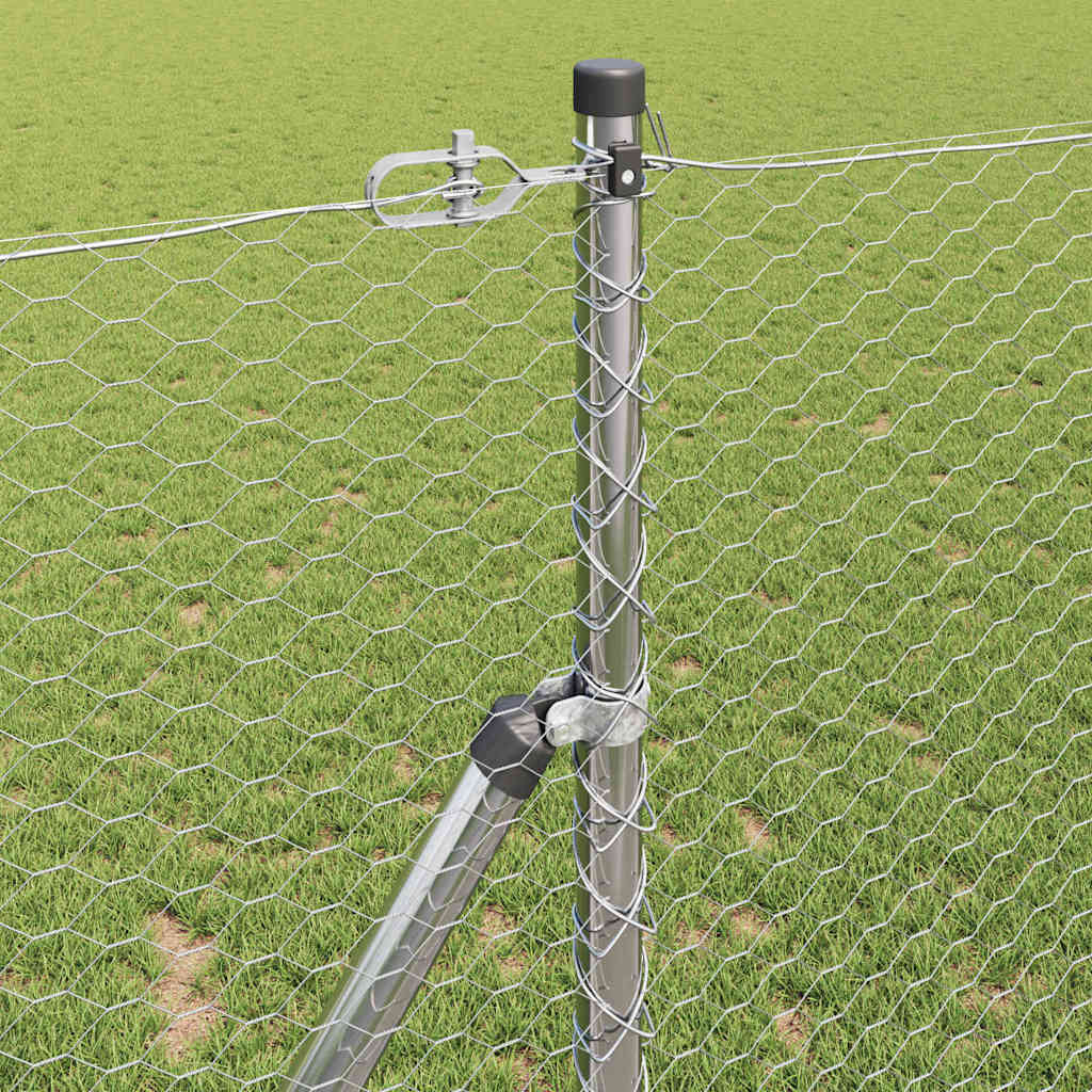 Tvora su stulpais Sidabro 1.2 x 25 m PVC dengtas plienas